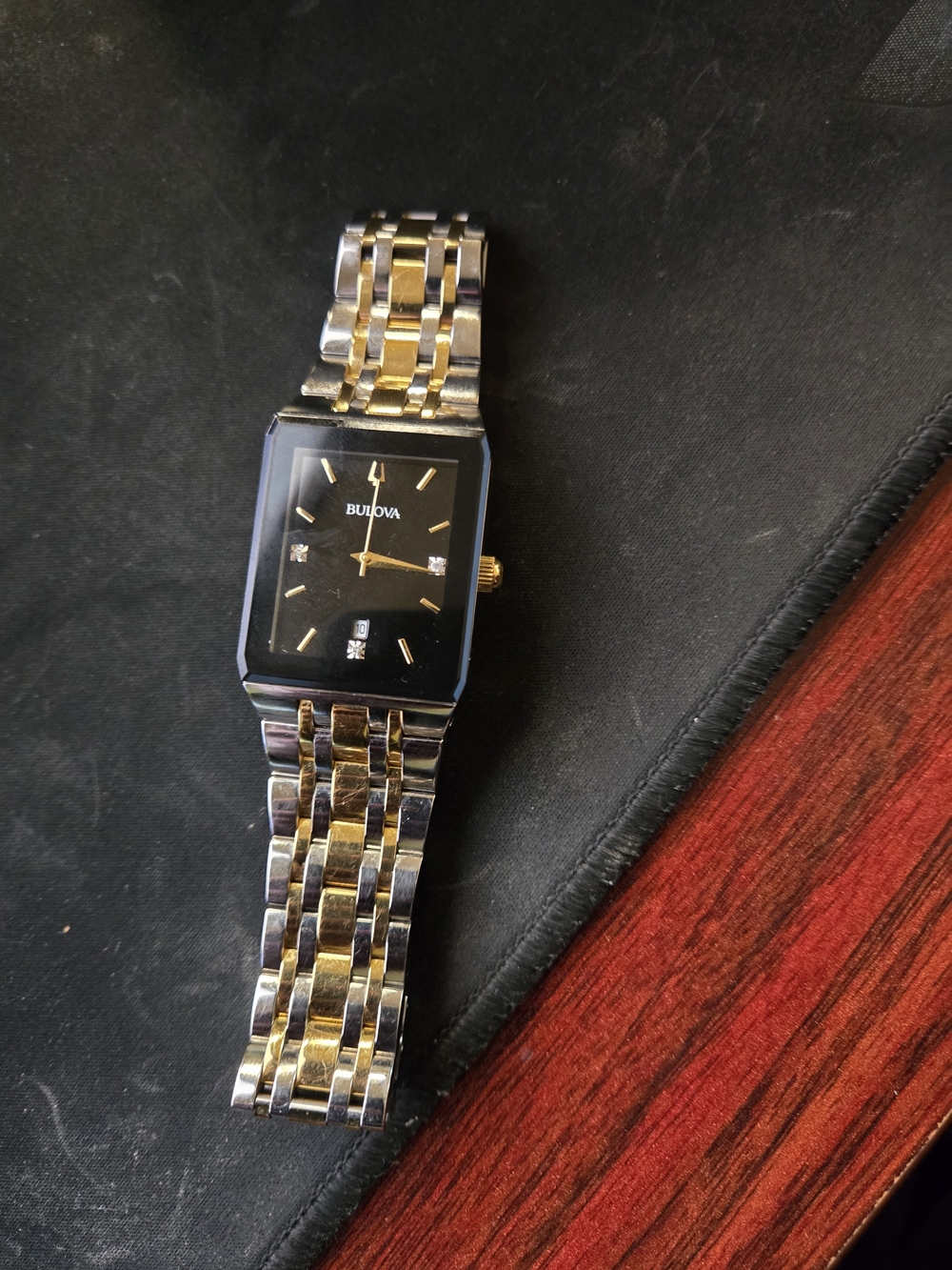 Bulova Men’s Two-Tone Black Dial Dress Watch 98D153